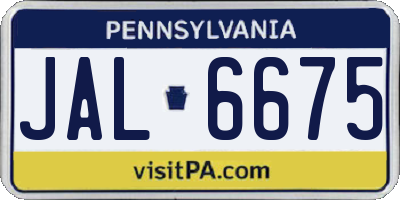 PA license plate JAL6675