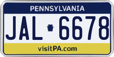 PA license plate JAL6678