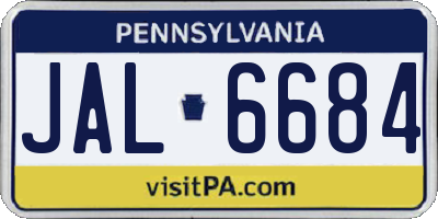PA license plate JAL6684