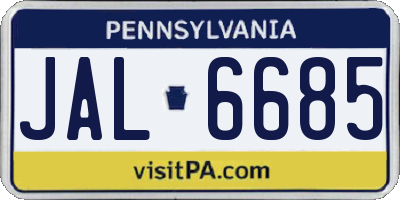 PA license plate JAL6685