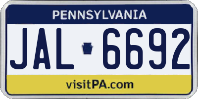 PA license plate JAL6692