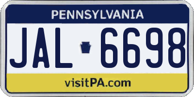 PA license plate JAL6698