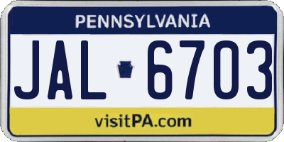 PA license plate JAL6703