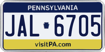 PA license plate JAL6705