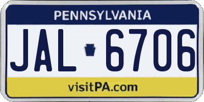 PA license plate JAL6706