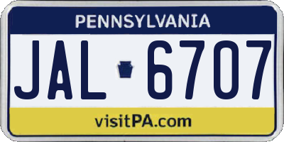 PA license plate JAL6707