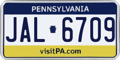 PA license plate JAL6709