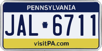 PA license plate JAL6711