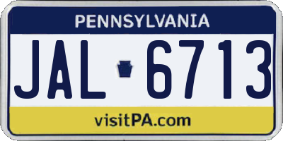 PA license plate JAL6713