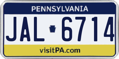 PA license plate JAL6714