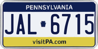 PA license plate JAL6715