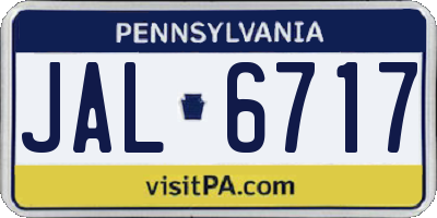 PA license plate JAL6717