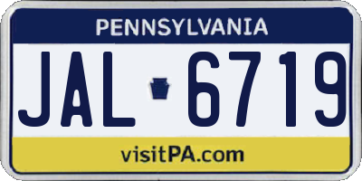 PA license plate JAL6719