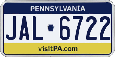 PA license plate JAL6722