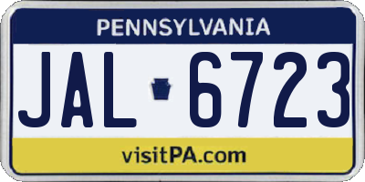 PA license plate JAL6723