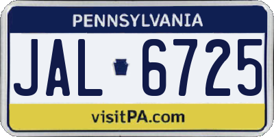 PA license plate JAL6725