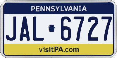 PA license plate JAL6727