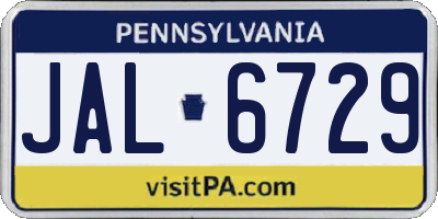 PA license plate JAL6729