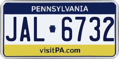 PA license plate JAL6732