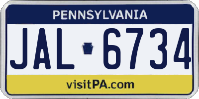 PA license plate JAL6734