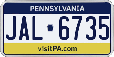 PA license plate JAL6735