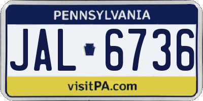 PA license plate JAL6736