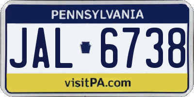 PA license plate JAL6738