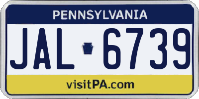 PA license plate JAL6739