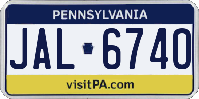 PA license plate JAL6740