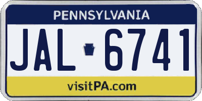 PA license plate JAL6741