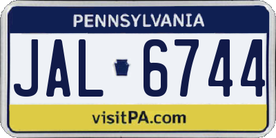 PA license plate JAL6744