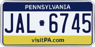 PA license plate JAL6745