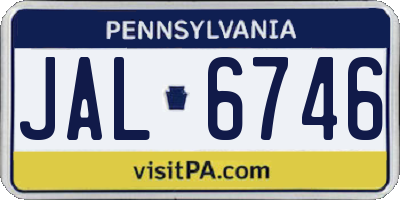 PA license plate JAL6746