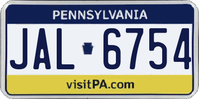 PA license plate JAL6754