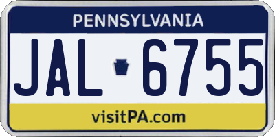 PA license plate JAL6755