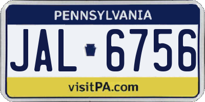 PA license plate JAL6756