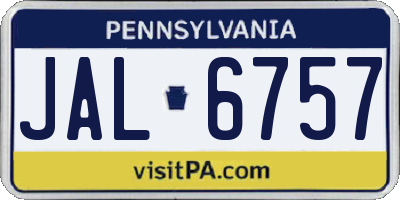 PA license plate JAL6757