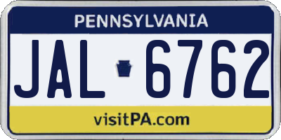 PA license plate JAL6762