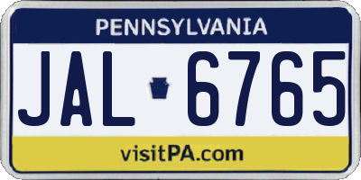 PA license plate JAL6765