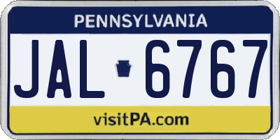 PA license plate JAL6767