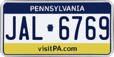 PA license plate JAL6769