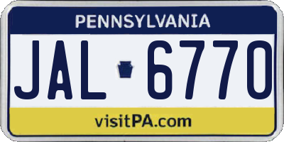 PA license plate JAL6770