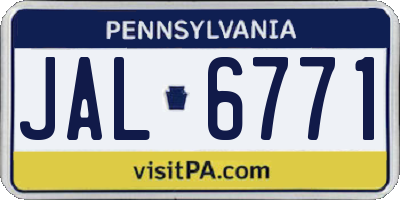 PA license plate JAL6771