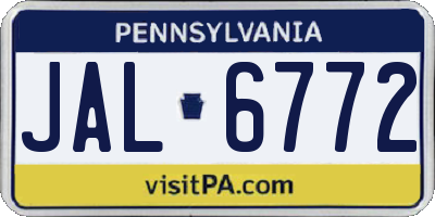 PA license plate JAL6772