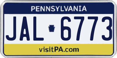 PA license plate JAL6773