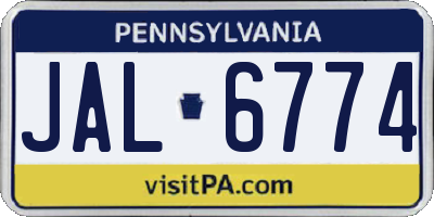 PA license plate JAL6774