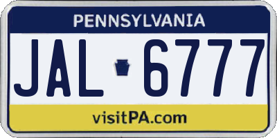 PA license plate JAL6777