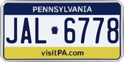 PA license plate JAL6778