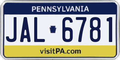 PA license plate JAL6781