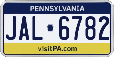 PA license plate JAL6782